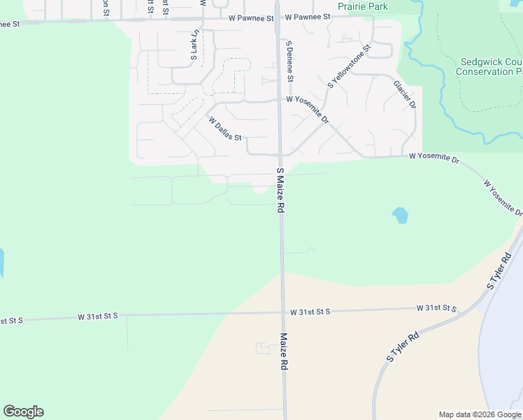 map of restaurants, bars, coffee shops, grocery stores, and more near 2951 South Maize Road in Wichita