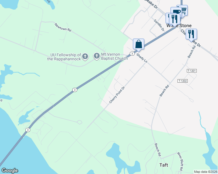 map of restaurants, bars, coffee shops, grocery stores, and more near 100 Myway Lane in White Stone