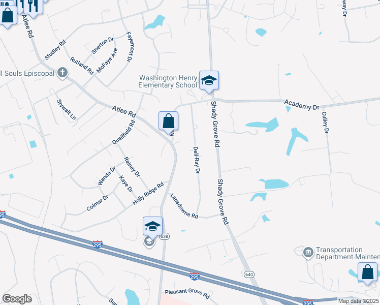 map of restaurants, bars, coffee shops, grocery stores, and more near 8449 Dell-Ray Drive in Mechanicsville