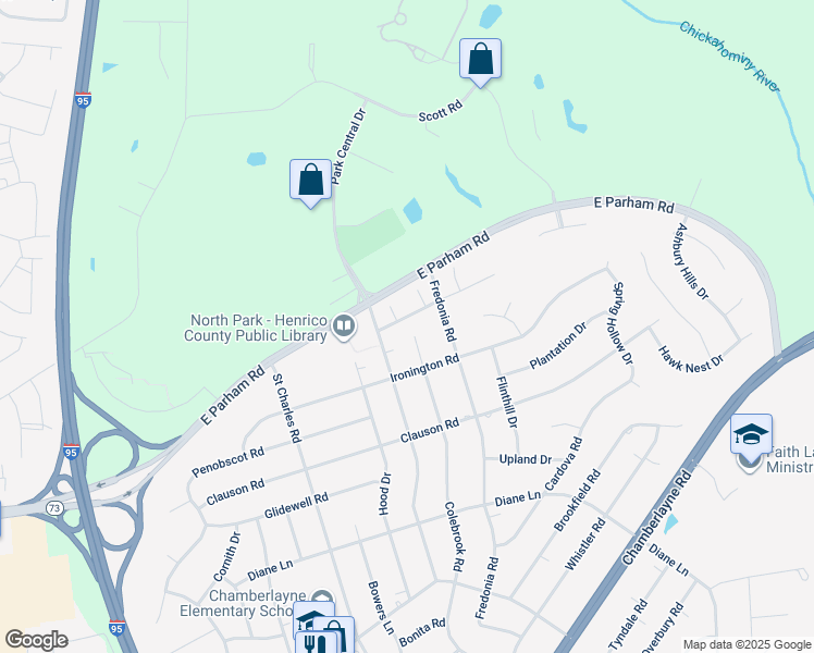 map of restaurants, bars, coffee shops, grocery stores, and more near 716 Carldan Road in Richmond