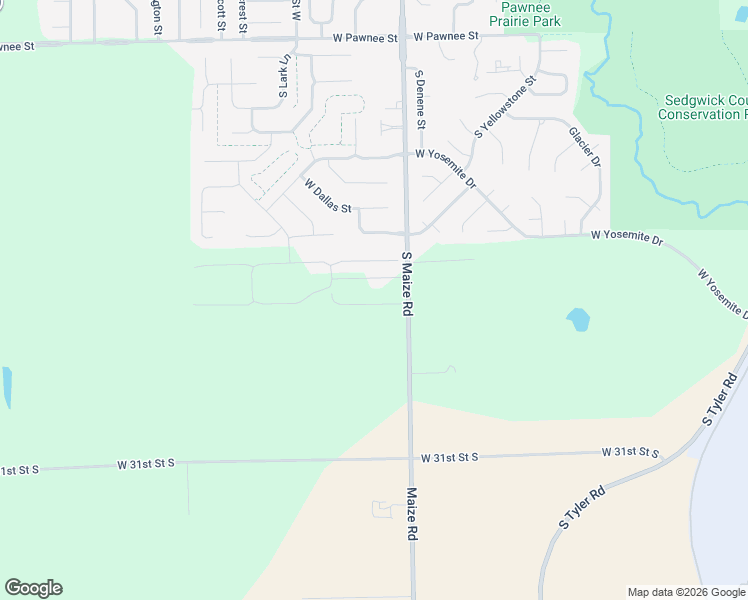 map of restaurants, bars, coffee shops, grocery stores, and more near 2951 South Maize Road in Wichita