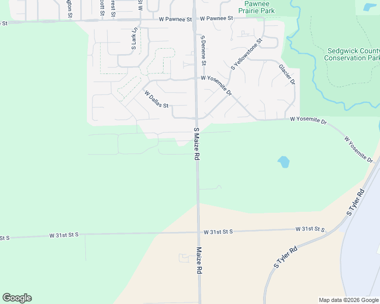 map of restaurants, bars, coffee shops, grocery stores, and more near 2951 South Maize Road in Wichita