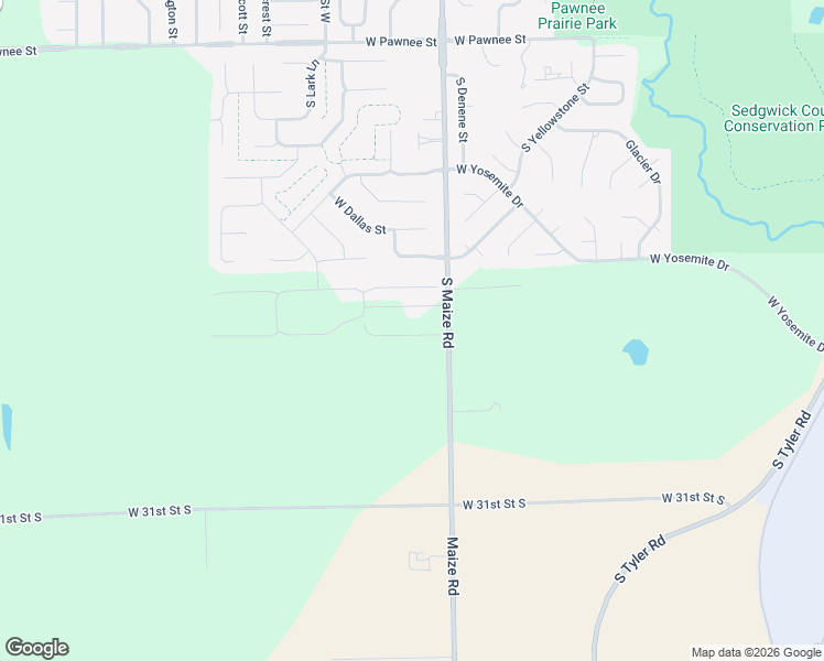 map of restaurants, bars, coffee shops, grocery stores, and more near 2951 South Maize Road in Wichita