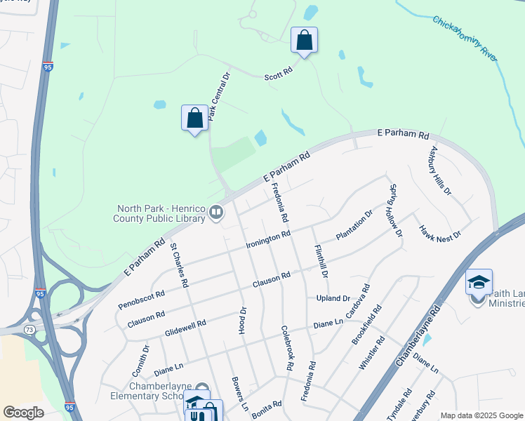 map of restaurants, bars, coffee shops, grocery stores, and more near 712 Carldan Rd in Richmond