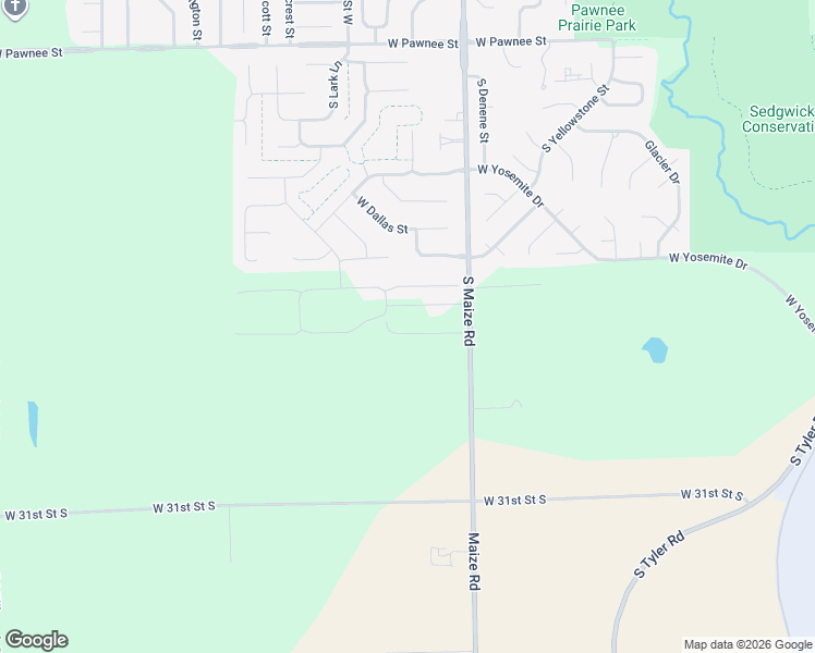 map of restaurants, bars, coffee shops, grocery stores, and more near 2951 South Maize Road in Wichita