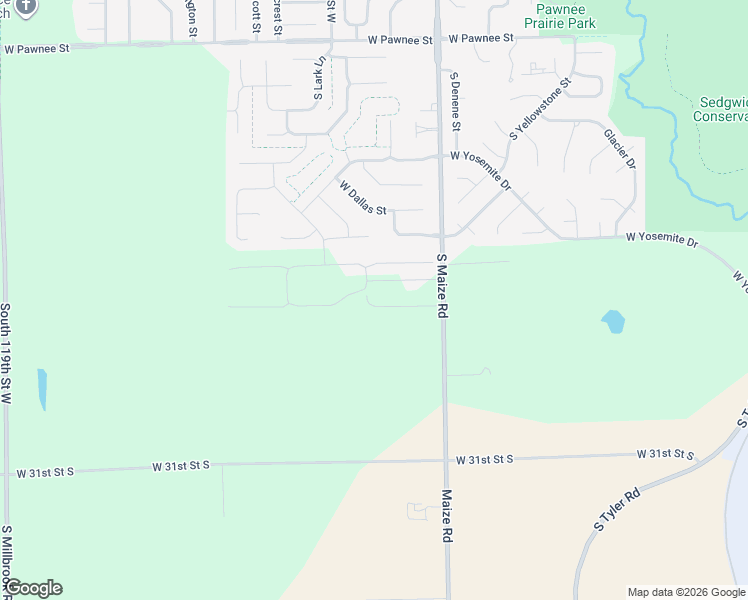 map of restaurants, bars, coffee shops, grocery stores, and more near 2951 South Maize Road in Wichita