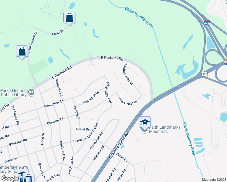 map of restaurants, bars, coffee shops, grocery stores, and more near 494 Clauson Road in Richmond
