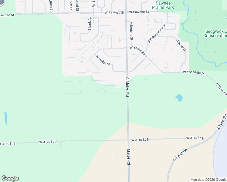map of restaurants, bars, coffee shops, grocery stores, and more near 2951 South Maize Road in Wichita