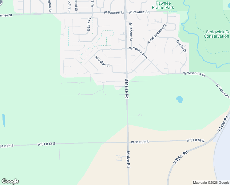 map of restaurants, bars, coffee shops, grocery stores, and more near 2951 South Maize Road in Wichita