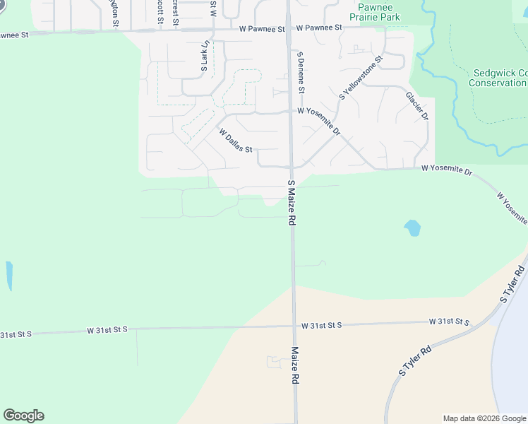 map of restaurants, bars, coffee shops, grocery stores, and more near 2951 South Maize Road in Wichita