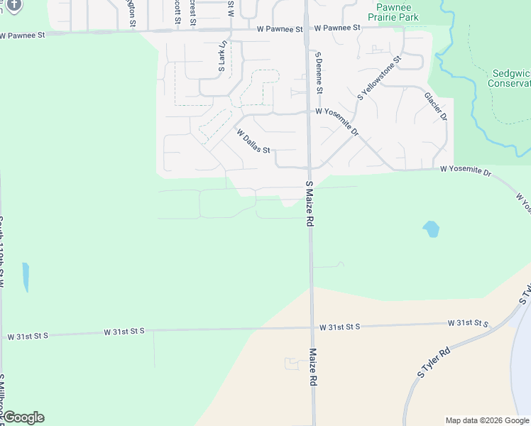 map of restaurants, bars, coffee shops, grocery stores, and more near 2951 South Maize Road in Wichita