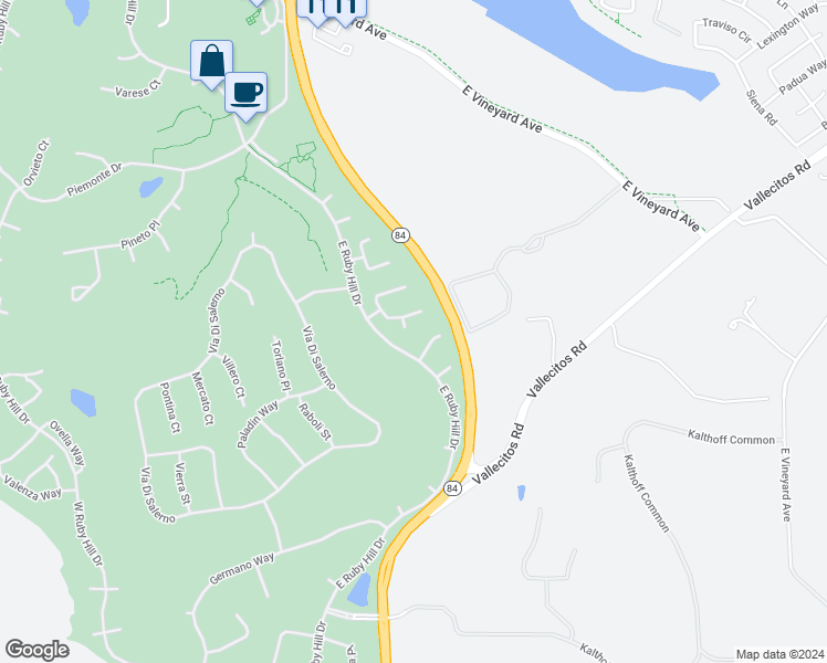 map of restaurants, bars, coffee shops, grocery stores, and more near 3326 Camillo Court in Pleasanton