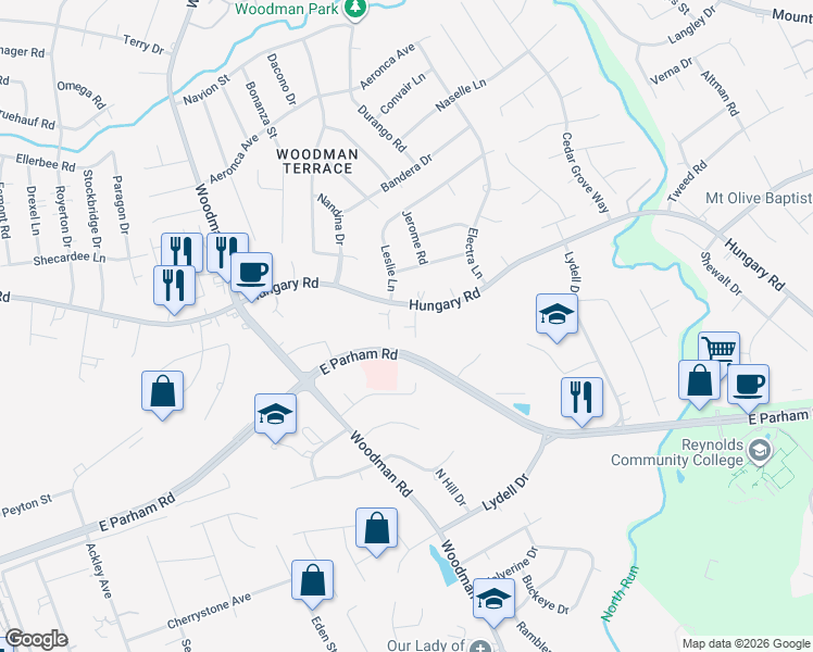 map of restaurants, bars, coffee shops, grocery stores, and more near 9201 Lexy Court in Richmond