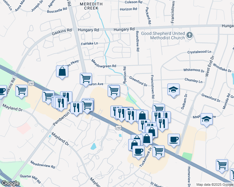 map of restaurants, bars, coffee shops, grocery stores, and more near 9407 Alameda Avenue in Richmond
