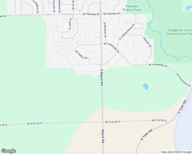 map of restaurants, bars, coffee shops, grocery stores, and more near 2951 South Maize Road in Wichita