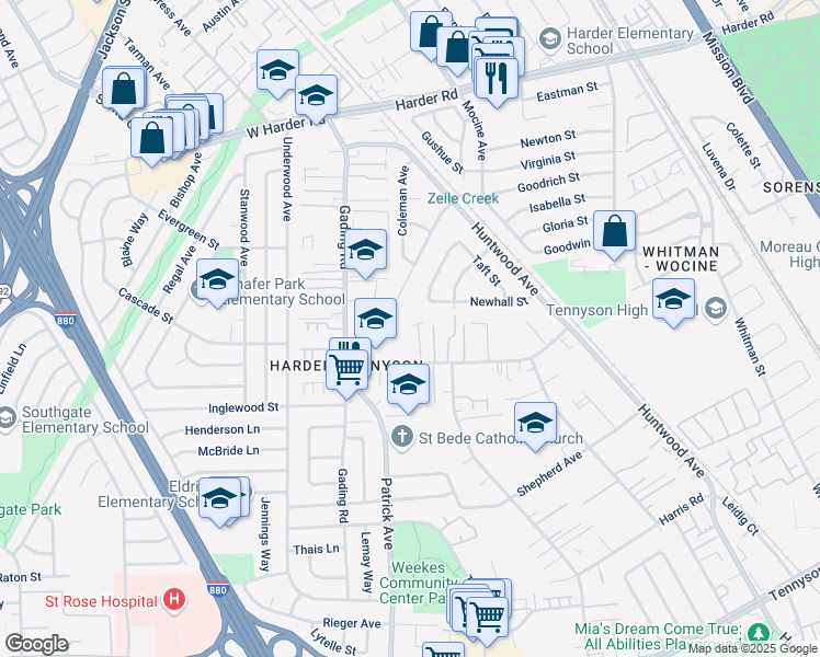 map of restaurants, bars, coffee shops, grocery stores, and more near 26364 Ventura Avenue in Hayward
