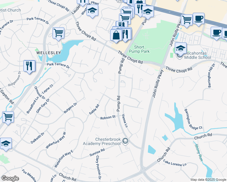 map of restaurants, bars, coffee shops, grocery stores, and more near 3213 McIntyre Street in Richmond