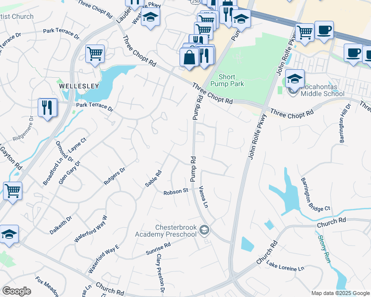 map of restaurants, bars, coffee shops, grocery stores, and more near 3213 McIntyre Street in Richmond