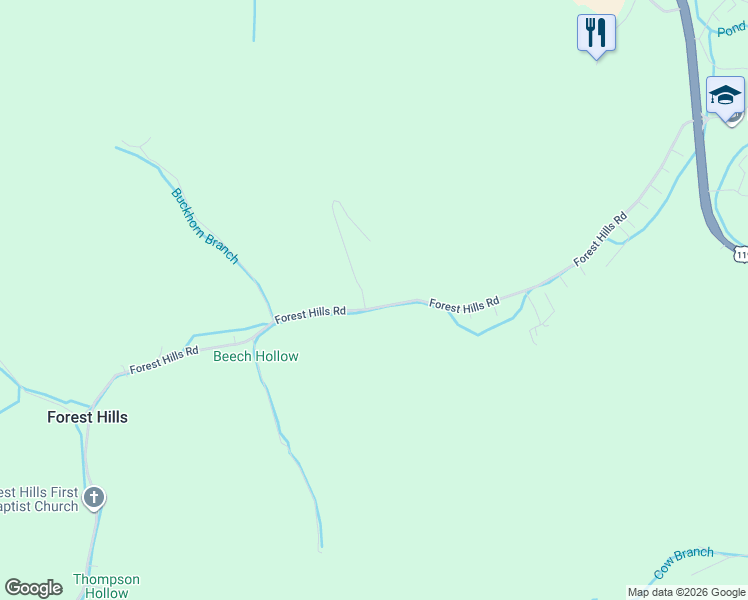 map of restaurants, bars, coffee shops, grocery stores, and more near 972 Forest Hills Road in Pike