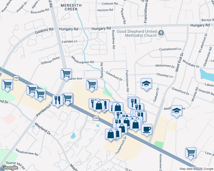 map of restaurants, bars, coffee shops, grocery stores, and more near 9323 Huron Avenue in Richmond