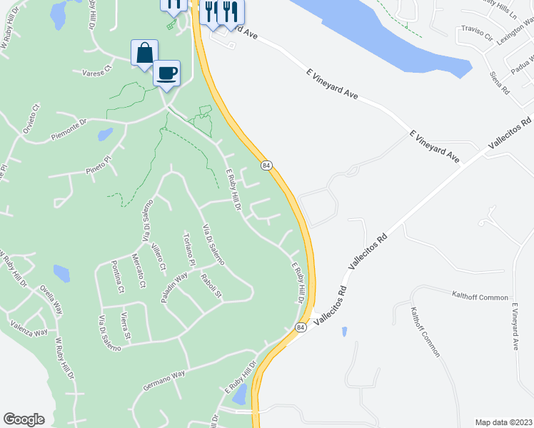 map of restaurants, bars, coffee shops, grocery stores, and more near 456 Montori Court in Pleasanton