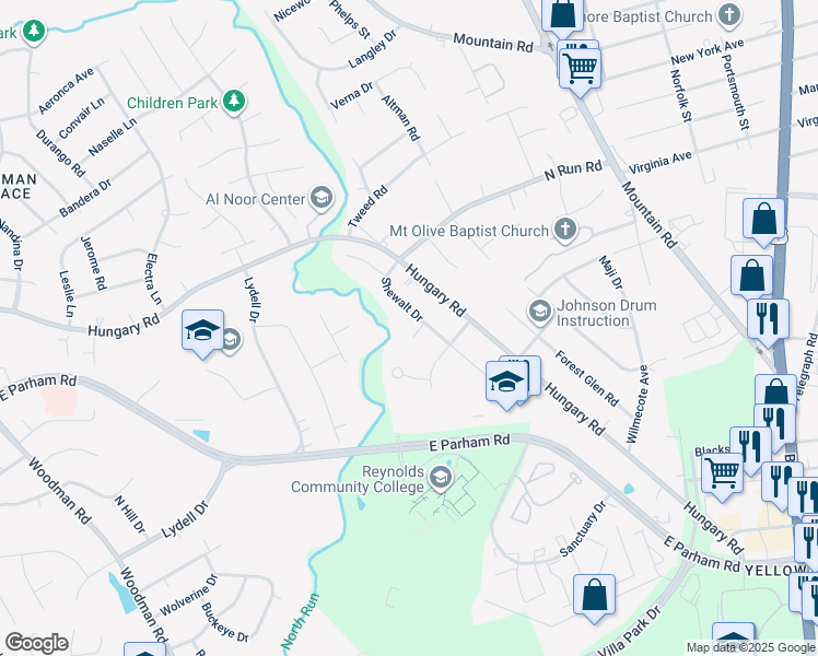 map of restaurants, bars, coffee shops, grocery stores, and more near 1729 Shewalt Circle in Henrico