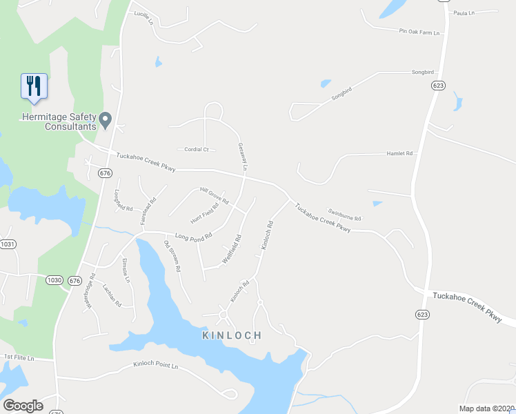 map of restaurants, bars, coffee shops, grocery stores, and more near 424 Wellfield Road in Manakin-Sabot
