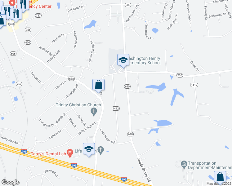 map of restaurants, bars, coffee shops, grocery stores, and more near 8470 Dell-Ray Drive in Mechanicsville