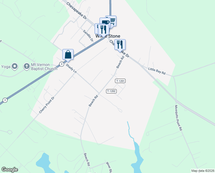 map of restaurants, bars, coffee shops, grocery stores, and more near 313 Beach Rd in White Stone