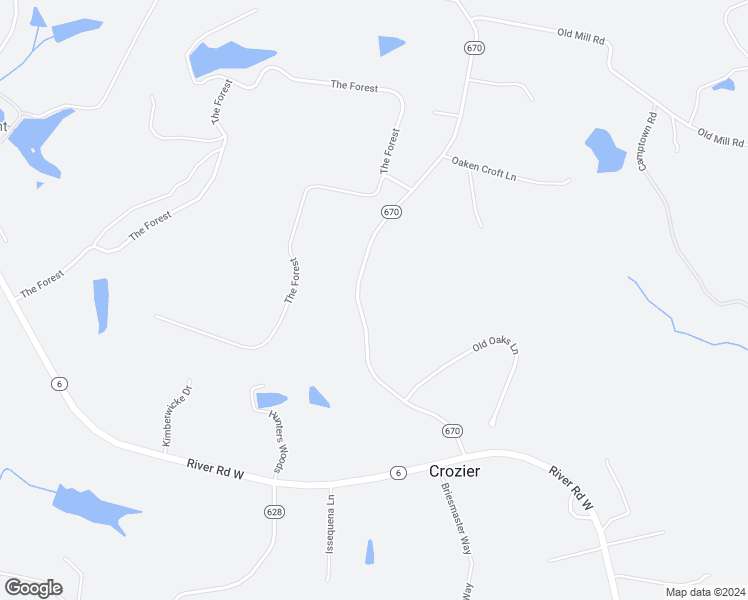 map of restaurants, bars, coffee shops, grocery stores, and more near 1253 Cardwell Road in Crozier