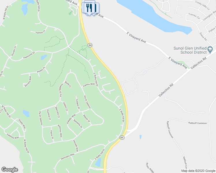 map of restaurants, bars, coffee shops, grocery stores, and more near 551 Montori Court in Pleasanton