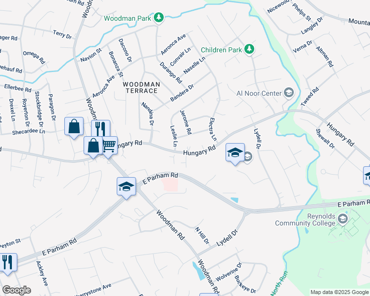 map of restaurants, bars, coffee shops, grocery stores, and more near 1940 Hungary Road in Richmond