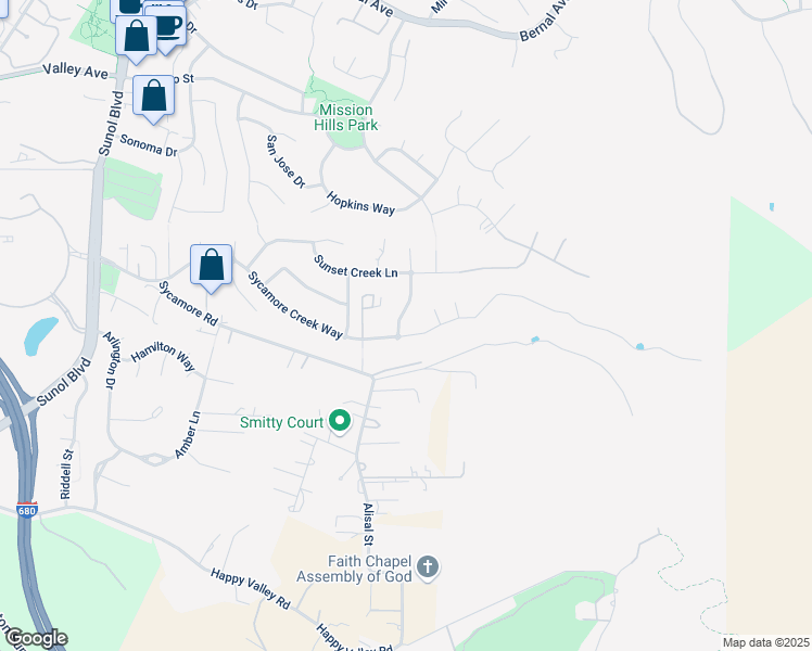 map of restaurants, bars, coffee shops, grocery stores, and more near 1008 Sycamore Creek Way in Pleasanton
