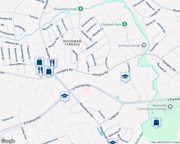 map of restaurants, bars, coffee shops, grocery stores, and more near 1940 Hungary Road in Richmond