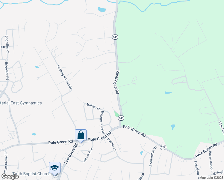 map of restaurants, bars, coffee shops, grocery stores, and more near 6449 Rural Point Road in Mechanicsville