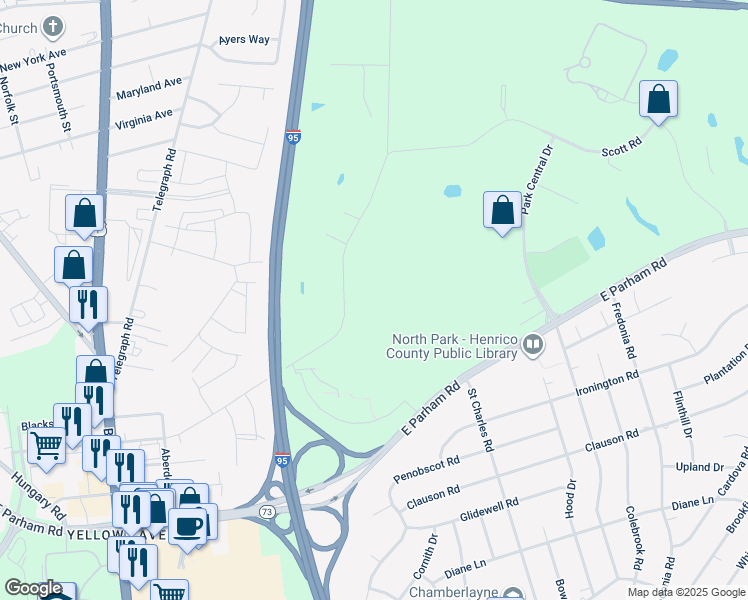 map of restaurants, bars, coffee shops, grocery stores, and more near 753 Scott Road in Richmond
