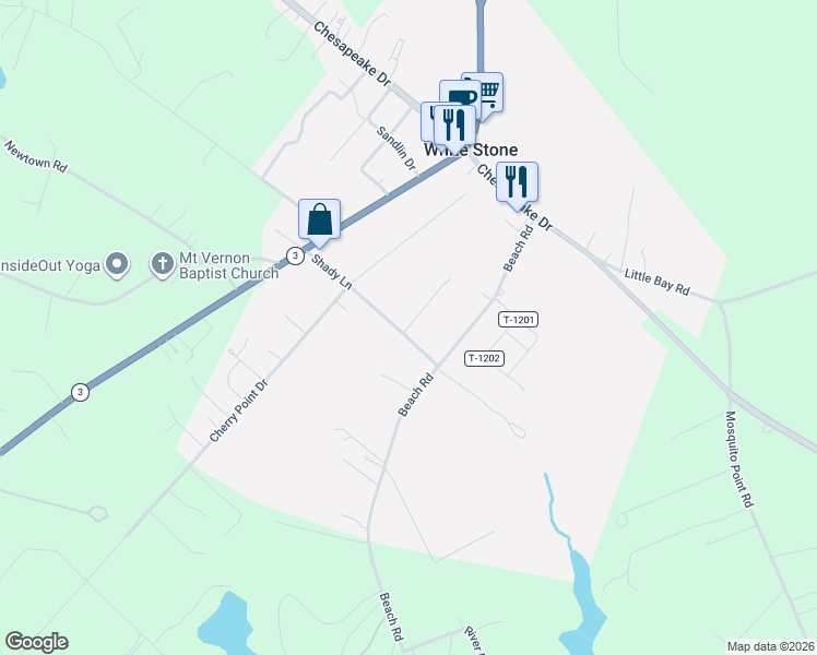 map of restaurants, bars, coffee shops, grocery stores, and more near 150 Dawson Avenue in White Stone