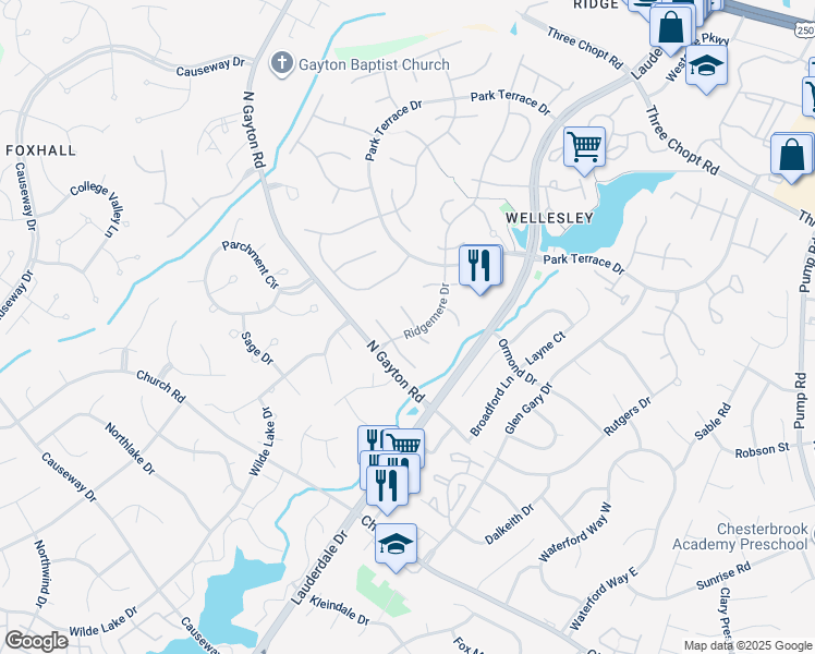 map of restaurants, bars, coffee shops, grocery stores, and more near 13101 Trinity Place in Richmond