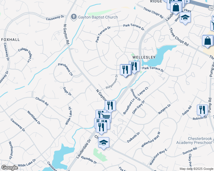 map of restaurants, bars, coffee shops, grocery stores, and more near 13101 Trinity Place in Richmond