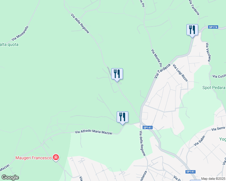 map of restaurants, bars, coffee shops, grocery stores, and more near 27 Via della Regione in Città metropolitana di Catania