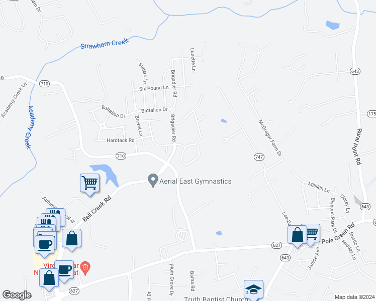map of restaurants, bars, coffee shops, grocery stores, and more near 7384 Dress Blue Circle in Mechanicsville