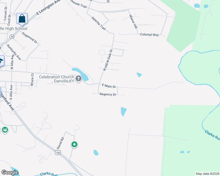 map of restaurants, bars, coffee shops, grocery stores, and more near 923-1001 East Main Street in Danville