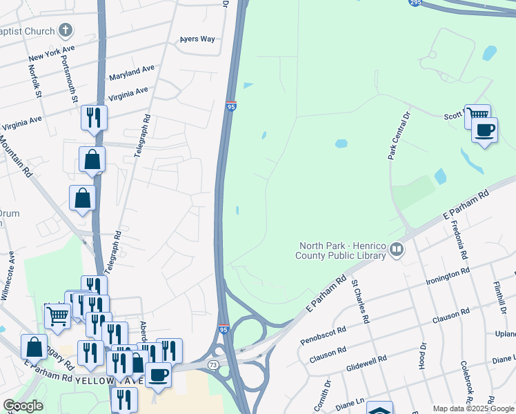 map of restaurants, bars, coffee shops, grocery stores, and more near 750 Scott Road in Richmond