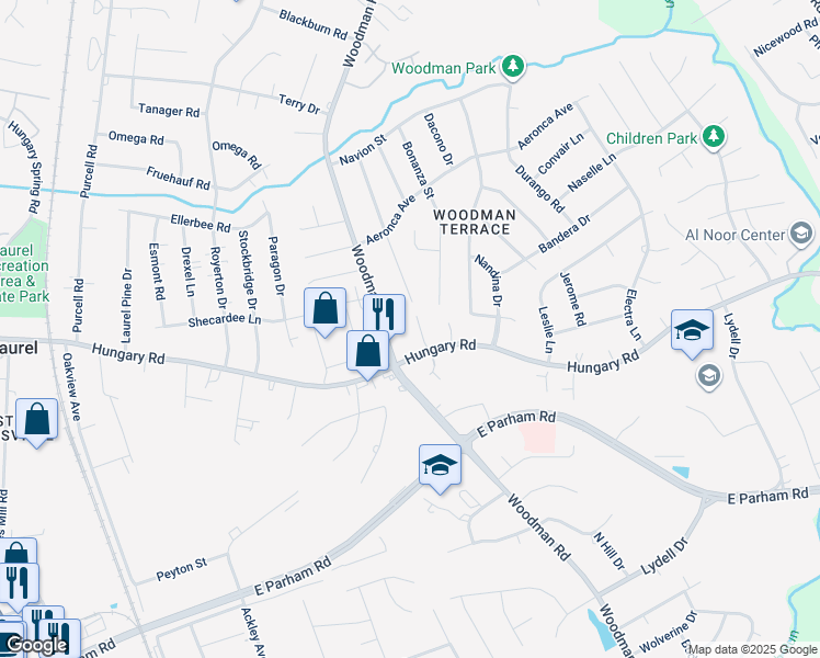 map of restaurants, bars, coffee shops, grocery stores, and more near 9518 Maelee Mews. in Henrico