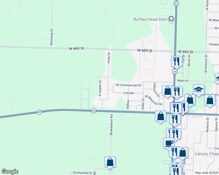 map of restaurants, bars, coffee shops, grocery stores, and more near 206 Holly Drive in Buffalo
