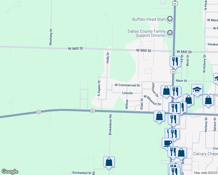 map of restaurants, bars, coffee shops, grocery stores, and more near 303-307 Holly Dr in Buffalo