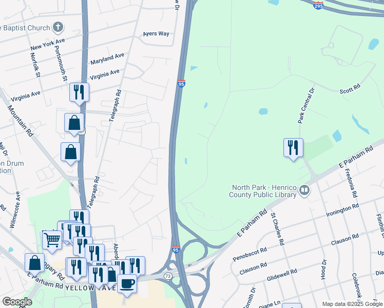 map of restaurants, bars, coffee shops, grocery stores, and more near 750 Scott Road in Richmond