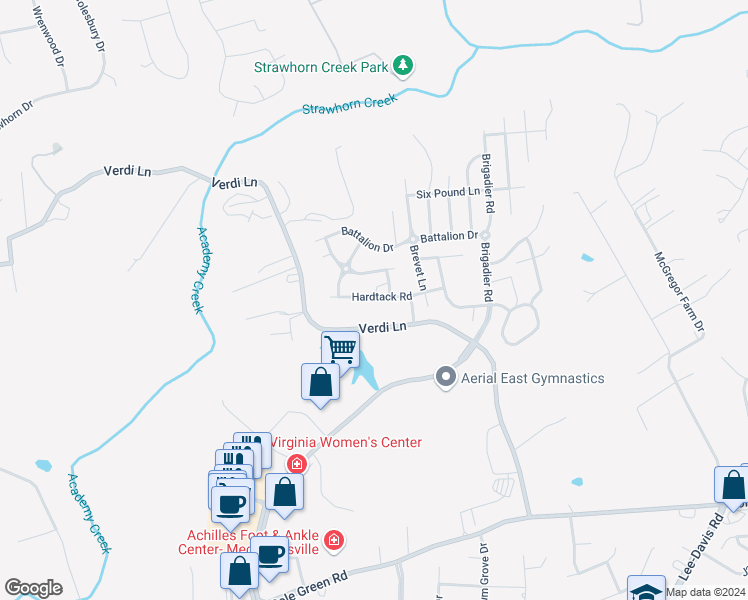 map of restaurants, bars, coffee shops, grocery stores, and more near 7286 Hardtack Road in Mechanicsville