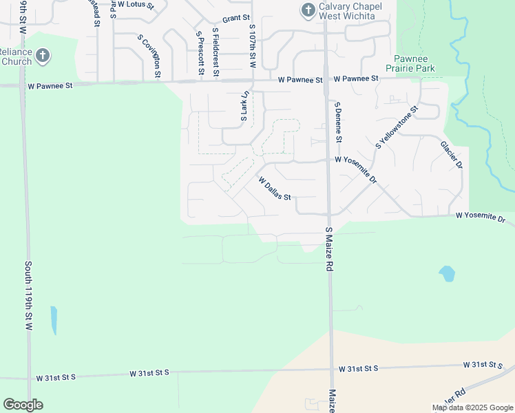 map of restaurants, bars, coffee shops, grocery stores, and more near 2721 South Westgate Street in Wichita