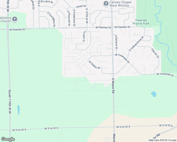 map of restaurants, bars, coffee shops, grocery stores, and more near 2721 South Westgate Street in Wichita